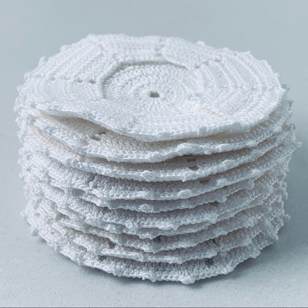 10 Crocheted White Doilies for Wine Glasses